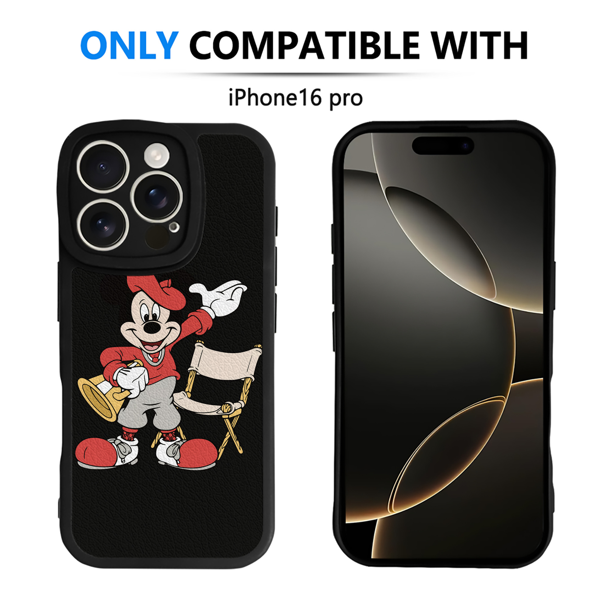 （画像用） ミッキーマウス Mickey Mouse 【iPhone 16シリーズ対応】シリコンスマホケース（レザー調） 材質：シリコン